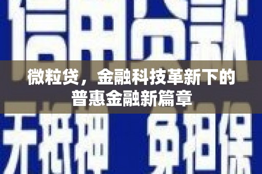 德令哈微粒贷，金融科技革新下的普惠金融新篇章