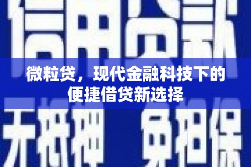 德令哈微粒贷，现代金融科技下的便捷借贷新选择