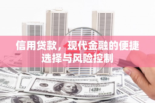 德令哈信用贷款，现代金融的便捷选择与风险控制