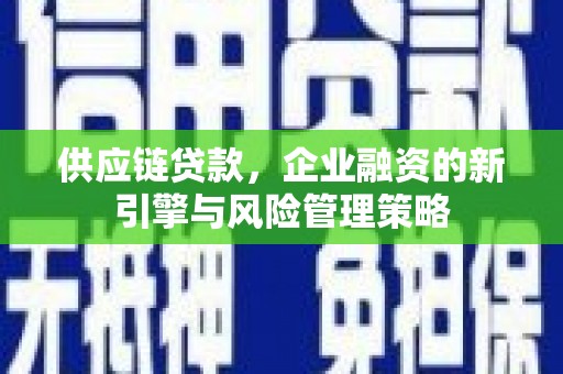 德令哈供应链贷款，企业融资的新引擎与风险管理策略
