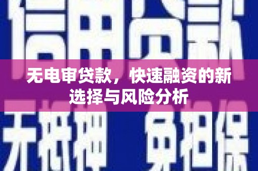 德令哈无电审贷款，快速融资的新选择与风险分析