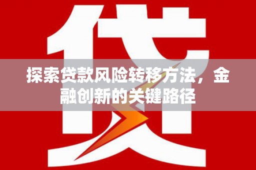 德令哈探索贷款风险转移方法，金融创新的关键路径