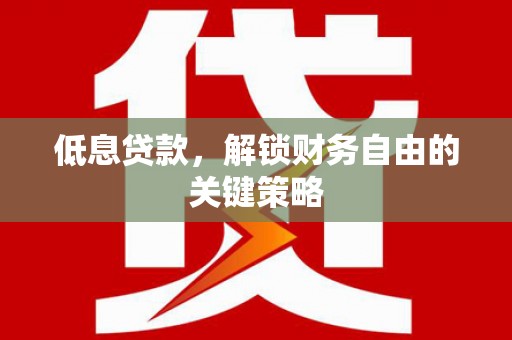 德令哈低息贷款，解锁财务自由的关键策略