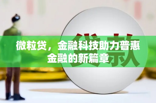 德令哈微粒贷，金融科技助力普惠金融的新篇章