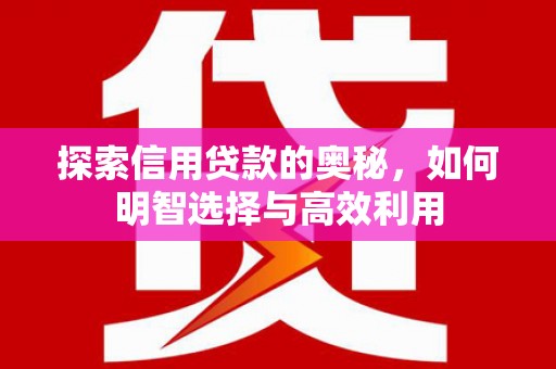 德令哈探索信用贷款的奥秘，如何明智选择与高效利用