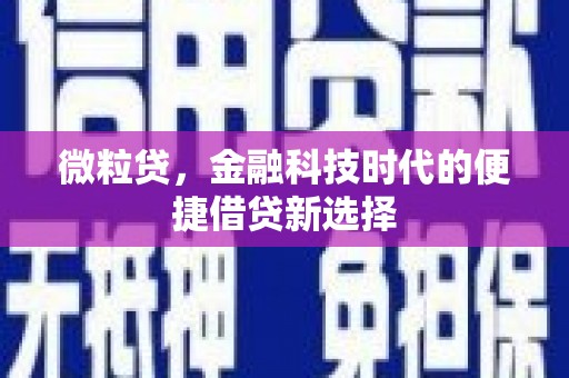 德令哈微粒贷，金融科技时代的便捷借贷新选择